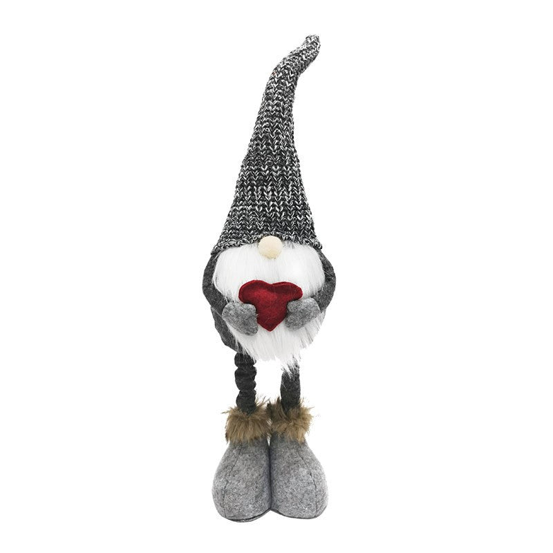 Figurina Decorativa, Pentru Craciun, Spiridus, Omul Padurii Indragostit, Picioare Telescopice, Inaltime reglabila 42 - 52 cm, Gri