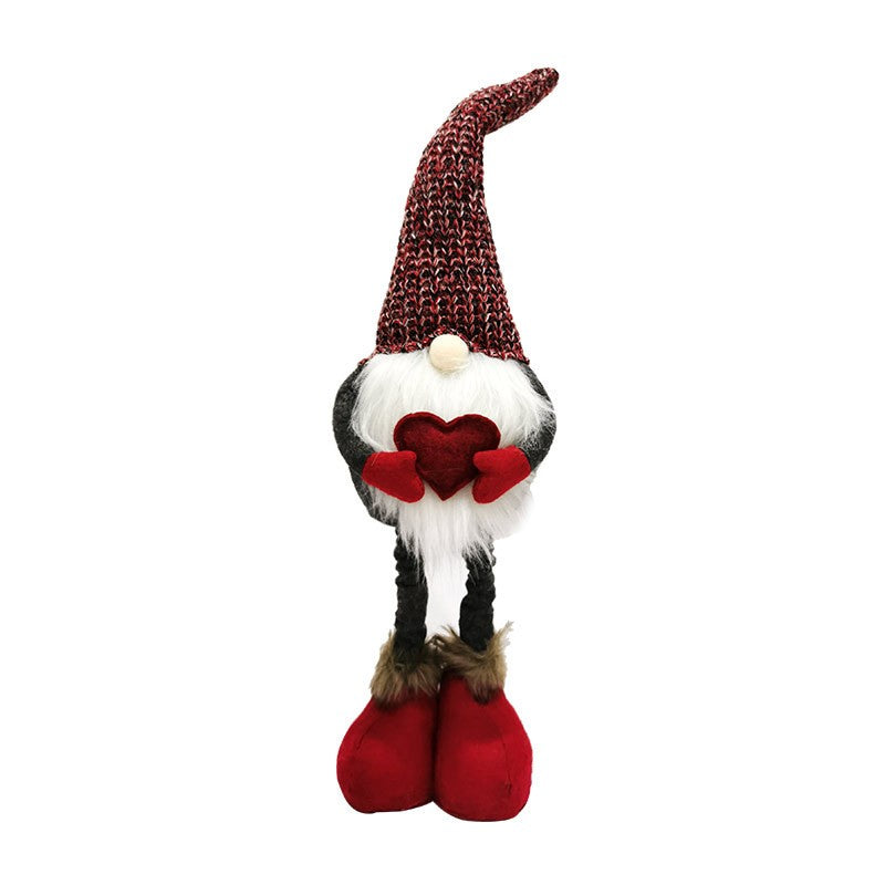 Figurina Decorativa, Pentru Craciun, Spiridus, Omul Padurii Indragostit, Picioare Telescopice, Inaltime reglabila 42 - 52 cm, Rosu