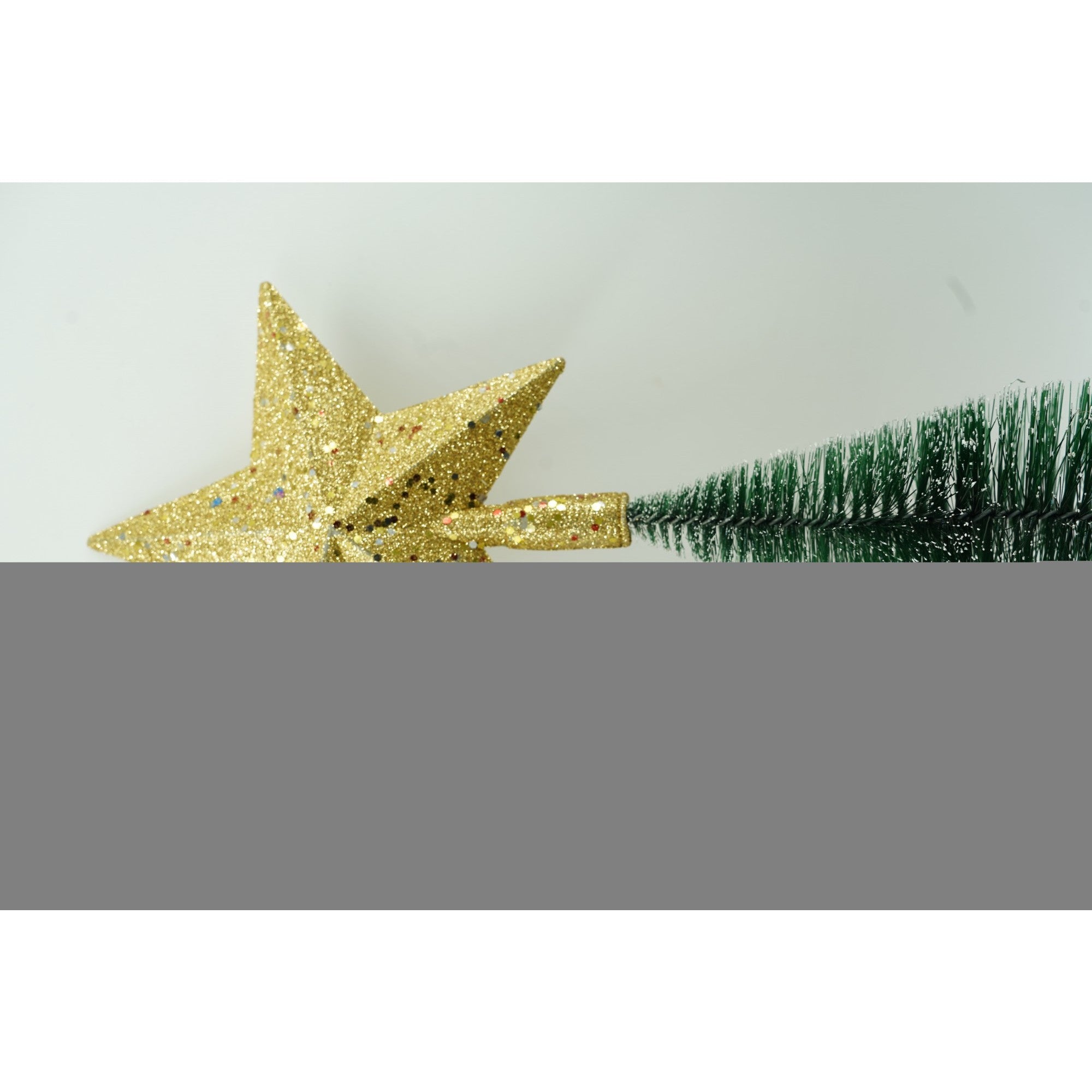 Varf decorativ de brad, Auriu, in forma de Stea, design cu paiete, din Plastic, 18 cm x 20 cm, Interior/Exterior