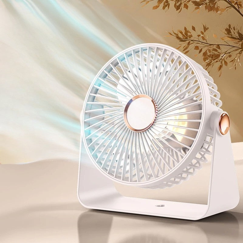 Ventilator 2in1, de Masa/de Perete, Incarcare USB, 3.7 V, 4.5 W, 1200 mAh, 17.5 x 17 x 7.6 cm, Alb