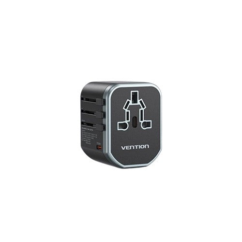Adaptor universal de calatorie retea Vention, 20W, PD 20W, QC 18W, negru, "FJCB0" - 6922794775930