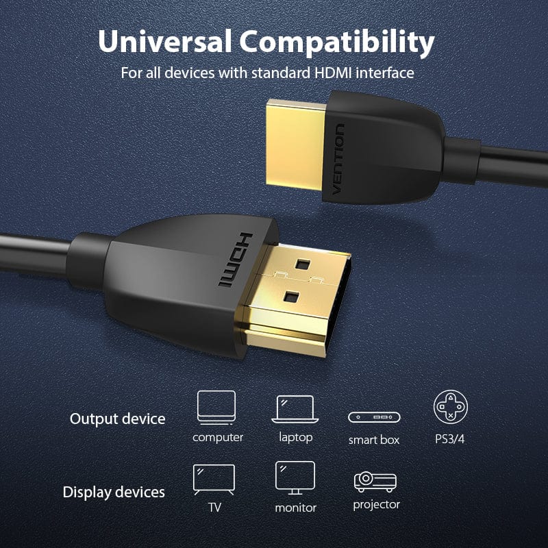 Cablu video Vention, HDMI(T) la HDMI (T), 1m, rezolutie 4K la 60Hz, negru, "AAIBF" - 6922794741560