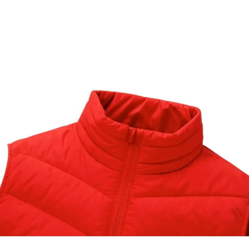 Vesta cu Incalzire, Unisex, 2 Zone de Incalzire, Umplutura Bumbac, 3 Trepte de Temperatura, Incarcare USB, Rosu, 65 - 75 kg, Marime XXL
