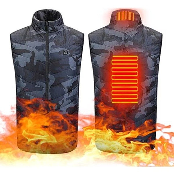 Vesta cu Incalzire, Unisex, 2 Zone de Incalzire, Umplutura Bumbac, 3 Trepte de Temperatura, Incarcare USB, Albastru, 45 - 50 kg, Marime M