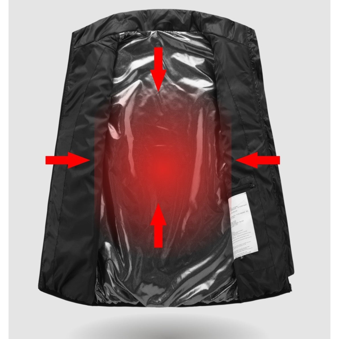 Vesta Inteligenta Incalzita, Flippy, Unisex, 2 Zone de Incalzire, Umplutura Bumbac, 3 Trepte de Temperatura, Incarcare USB, Negru, 58 - 65 kg, Marime XL
