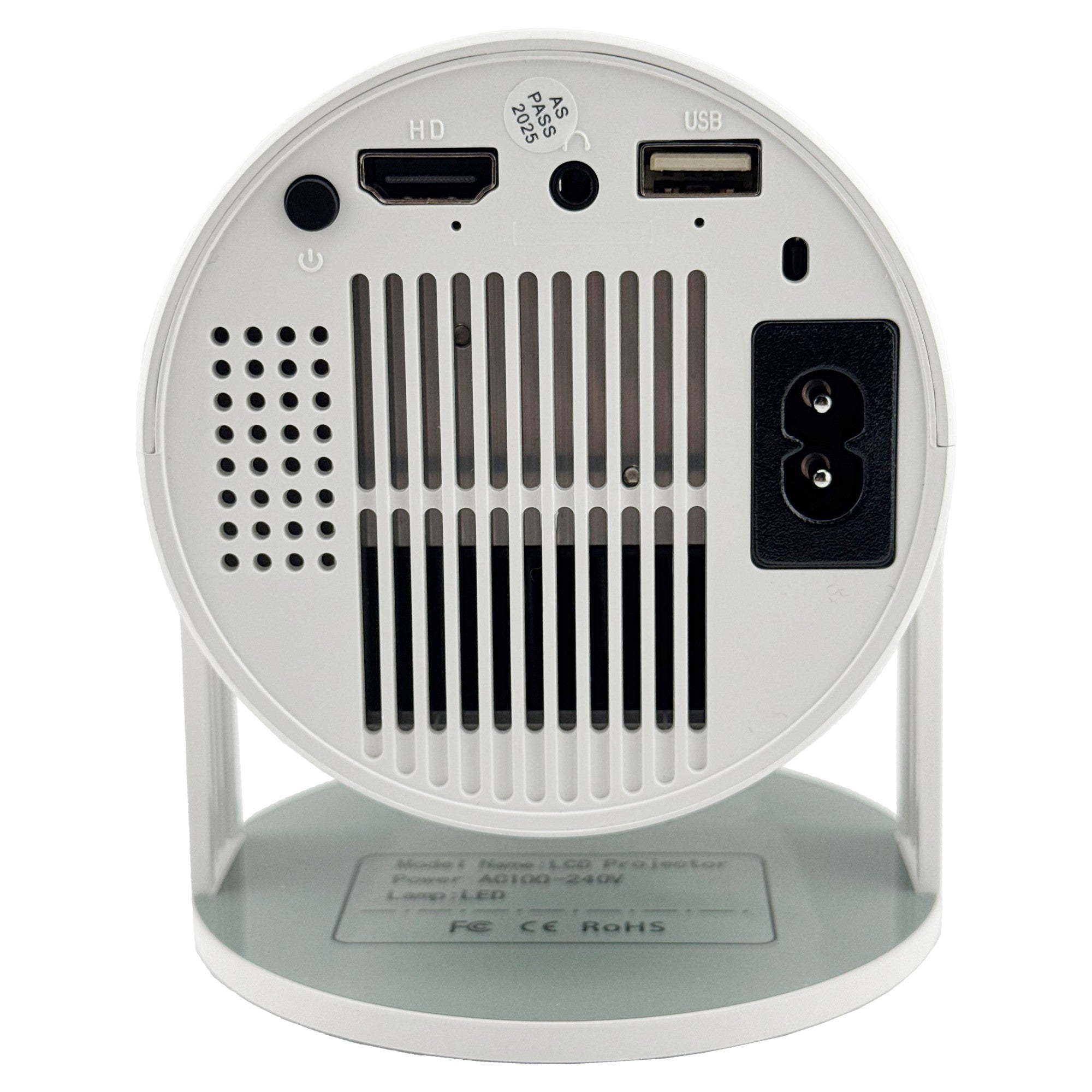 Video Proiector Portabil cilindric HY300, Inteligent, HD 1280×720, Wireless, Compatibil cu Android/iOS, AC, 19 x 11 x 9 cm, Alb
