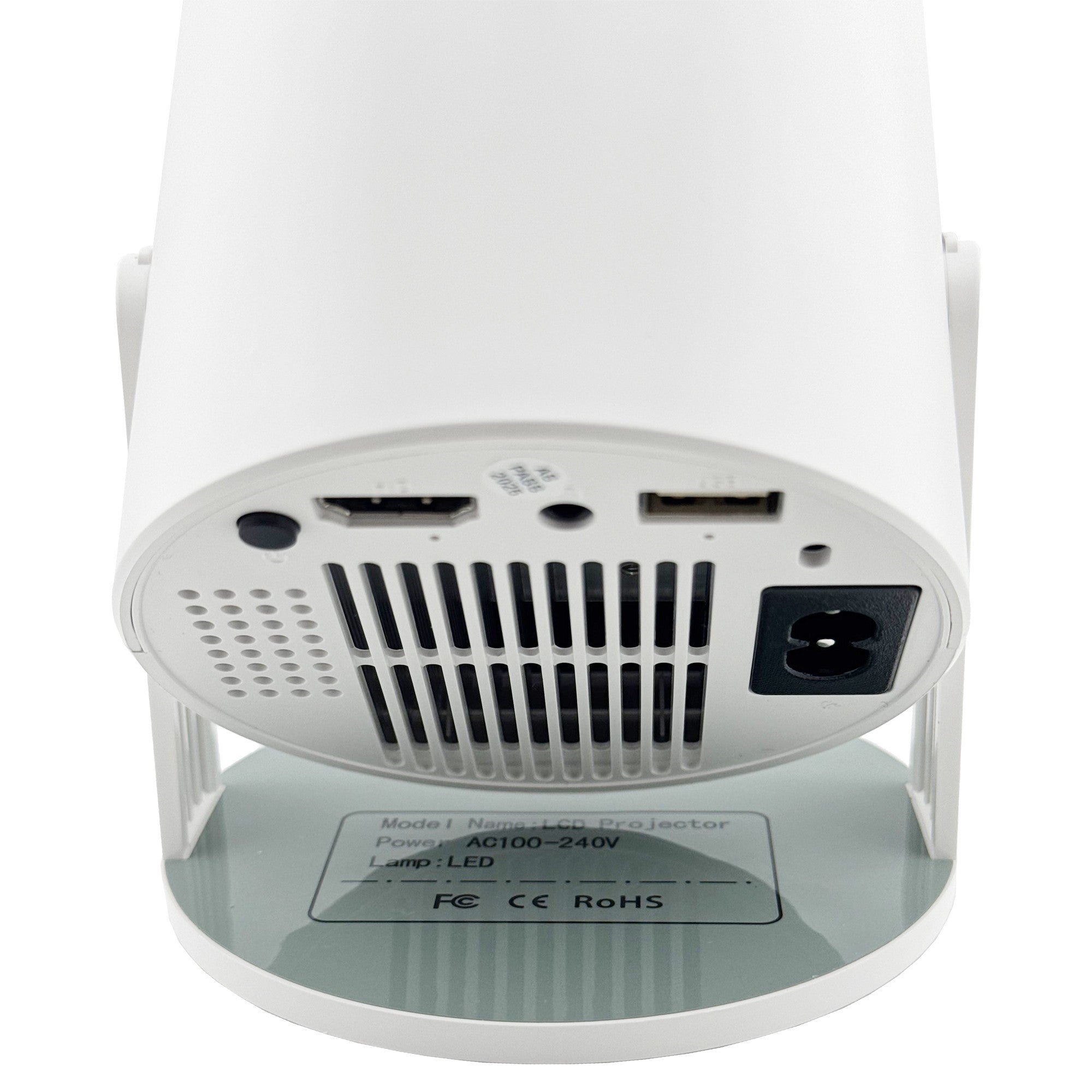 Video Proiector Portabil cilindric HY300, Inteligent, HD 1280×720, Wireless, Compatibil cu Android/iOS, AC, 19 x 11 x 9 cm, Alb