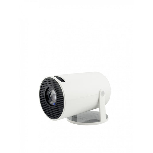 Video Proiector Portabil cilindric HY300PRO+, Flippy, Inteligent, ULTRA HD 1920 x 1080, Wireless, Compatibil cu Android/iOS, 13 x 11 x 9 cm, Alb