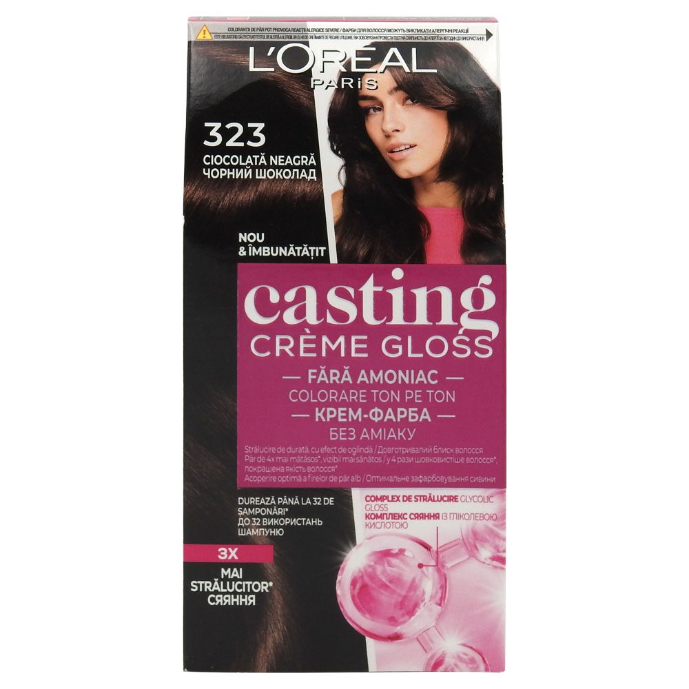Vopsea pentru Par, Casting Creme Gloss, 323 Ciocolata Neagra