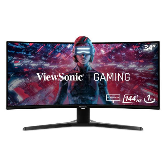 MONITOR ViewSonic 34 inch, Gaming, MVA, UWQHD (3440 x 1440), curbat, 300 cd/mp, 1 ms, HDMI x 2 | DisplayPort x 2, "VX3418-2KPC" (timbru verde 7 lei)