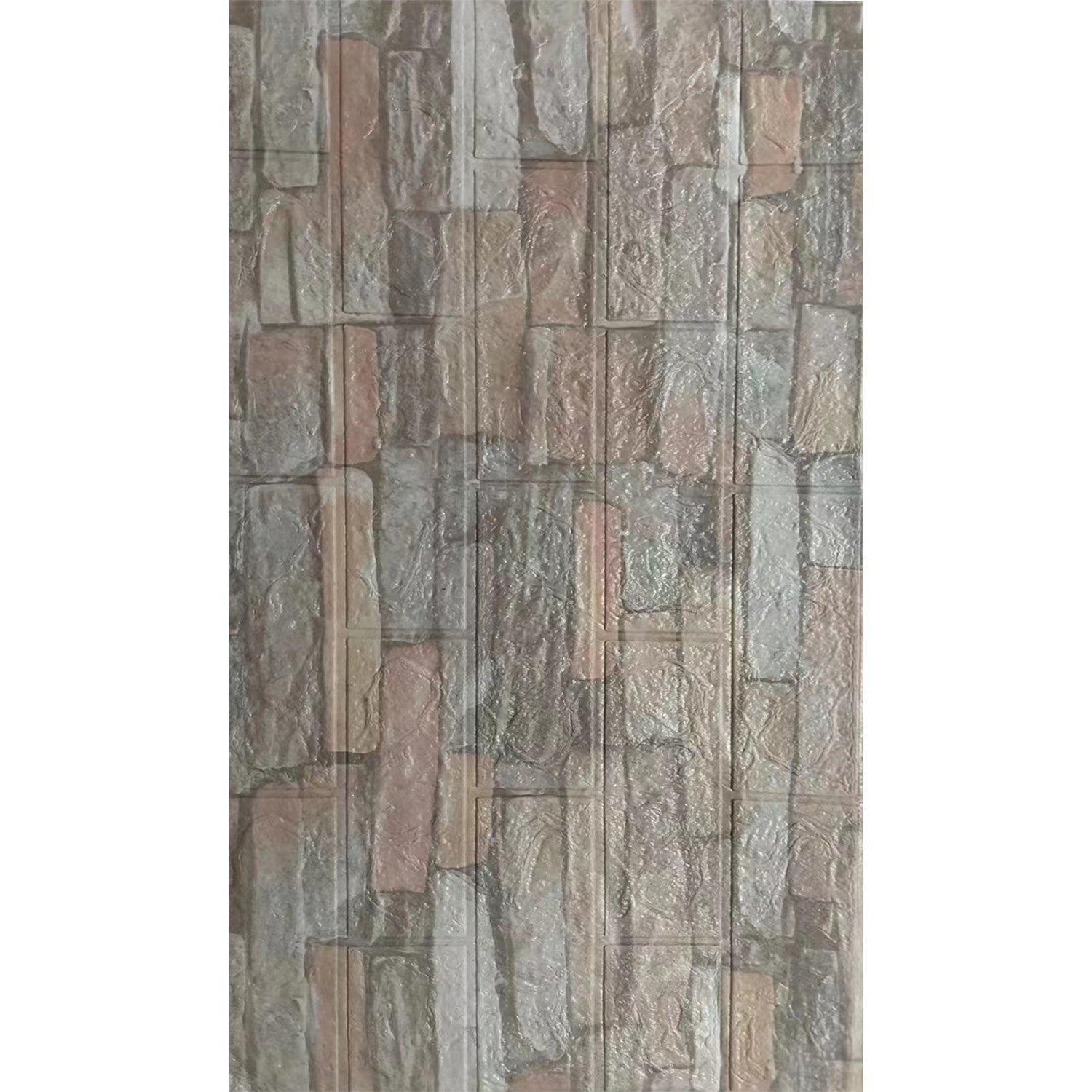 Set 10 Placi de Tapet, Autoadezive, 70 x 77 cm, 2.5 mm Grosime, Suprafata Acoperita 5.3 mp, din PVC, Model Piatra, Crem