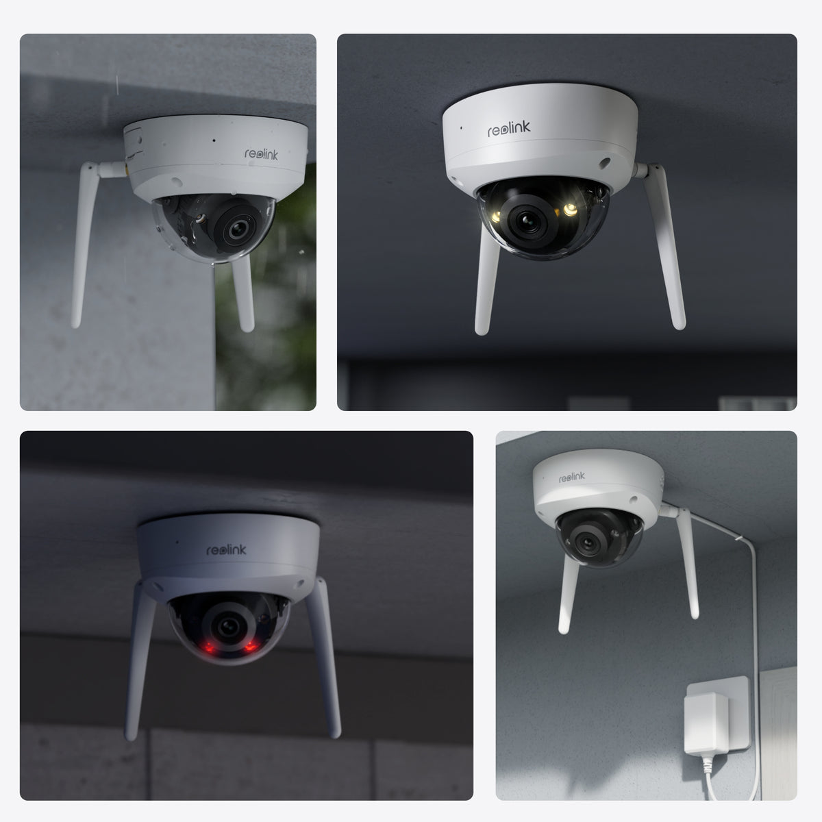 Camera supraveghere exterior Dome wireless WiFi 6 Reolink FullColor W437, 4K, Lumina alba / IR 30m, 2.7-13.5 mm, microfon si