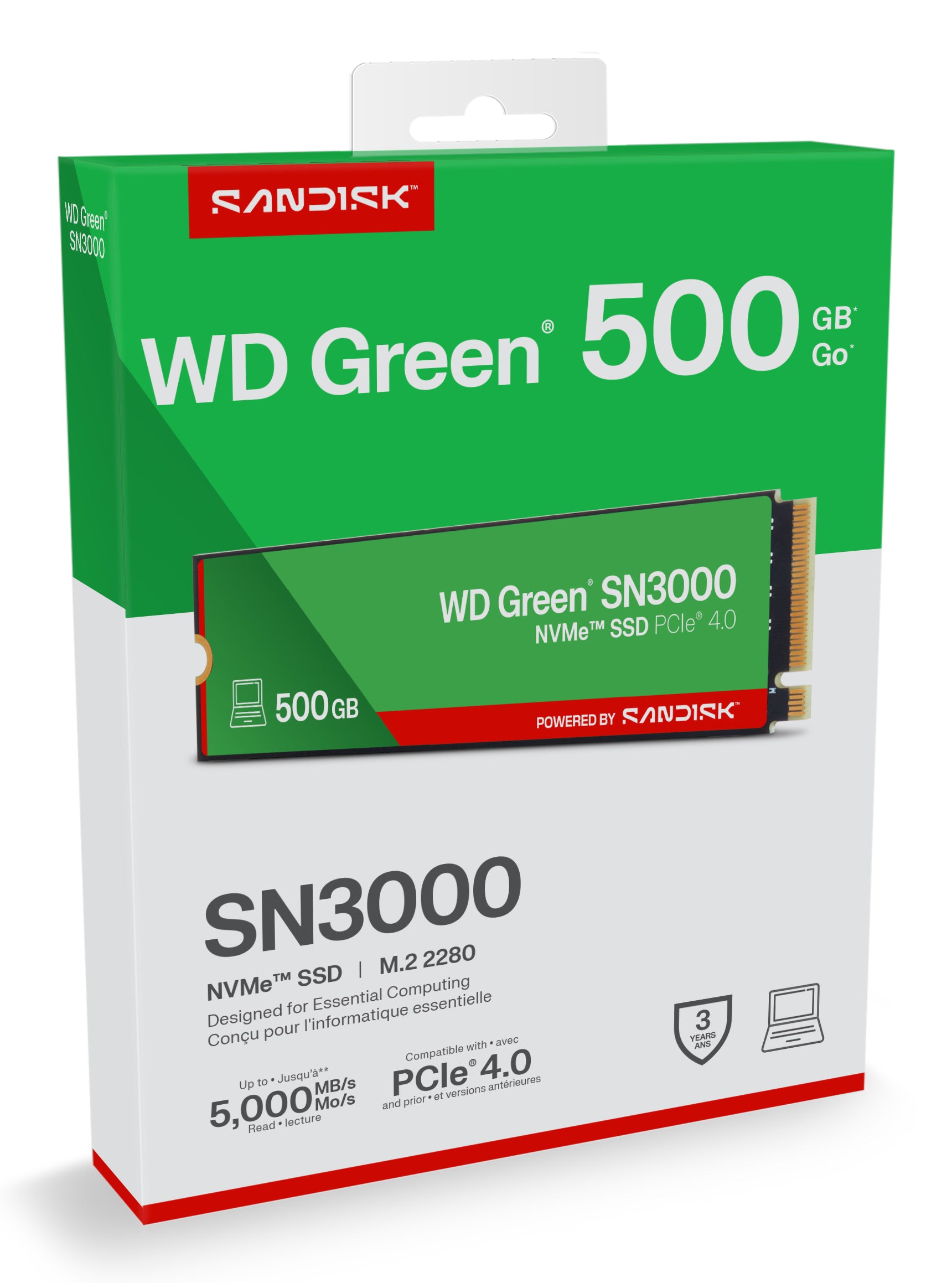 SSD PCIE G4 M.2 NVME 500GB/GREEN SN3000 WDS500G4G0E WDC "WDS500G4G0E"