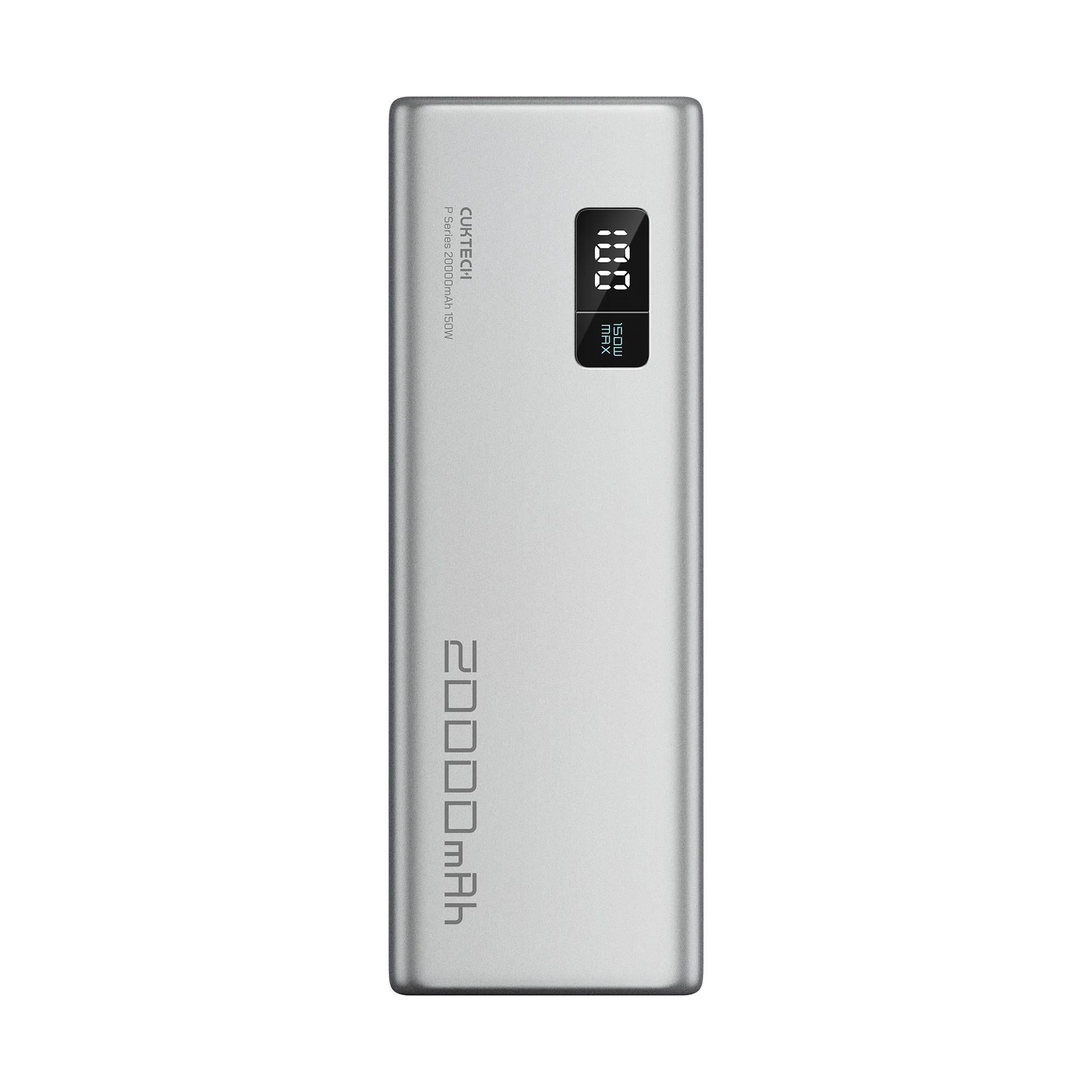 POWER BANK Cuktech P+ Series 2C1A, 20000mAh, 150W, 1 x USB; 2 x USB Type-C, digital display pt. status baterie, gri "CUKPB200GLBK"