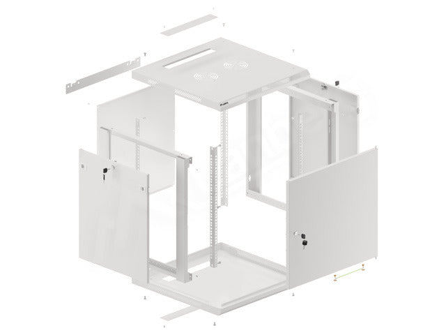 Dulap rack 19" perete 12U / 600x600 gri "WF01-6612-00S"