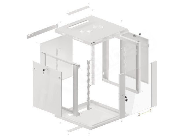 Dulap rack 19" perete 12U/ 600x600 V2 gr "WF01-6612-10S"