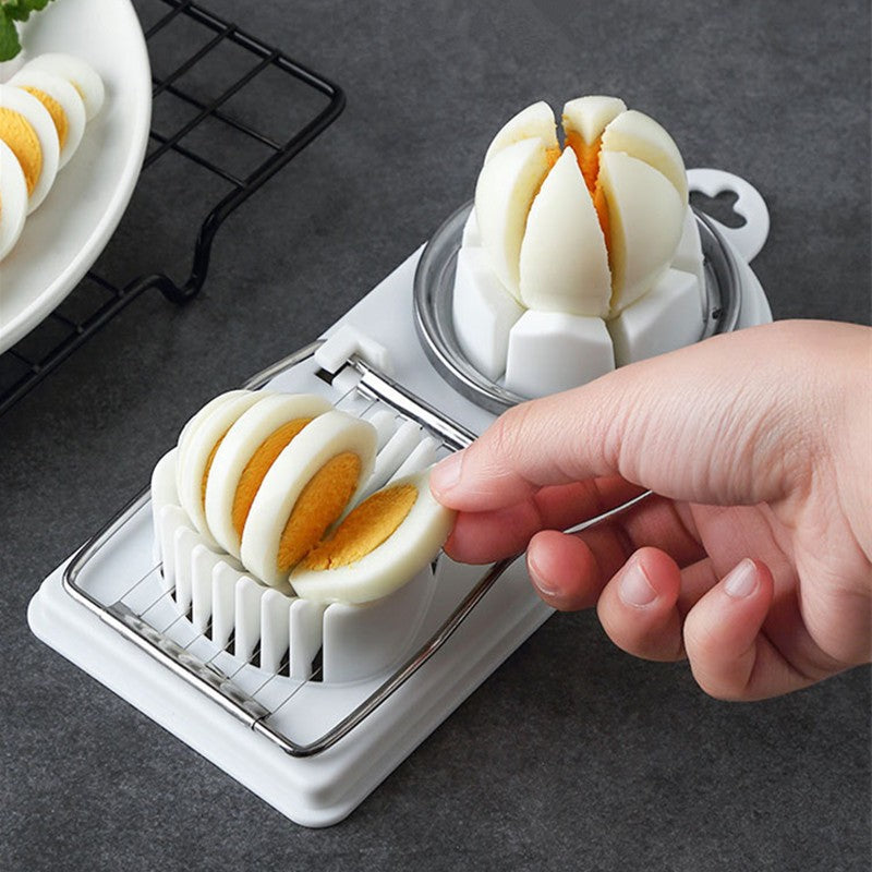 Feliator multifunctional pentru oua, mozzarela, fructe, 2 forme de feliere, agatatoare, 20 cm, Alb