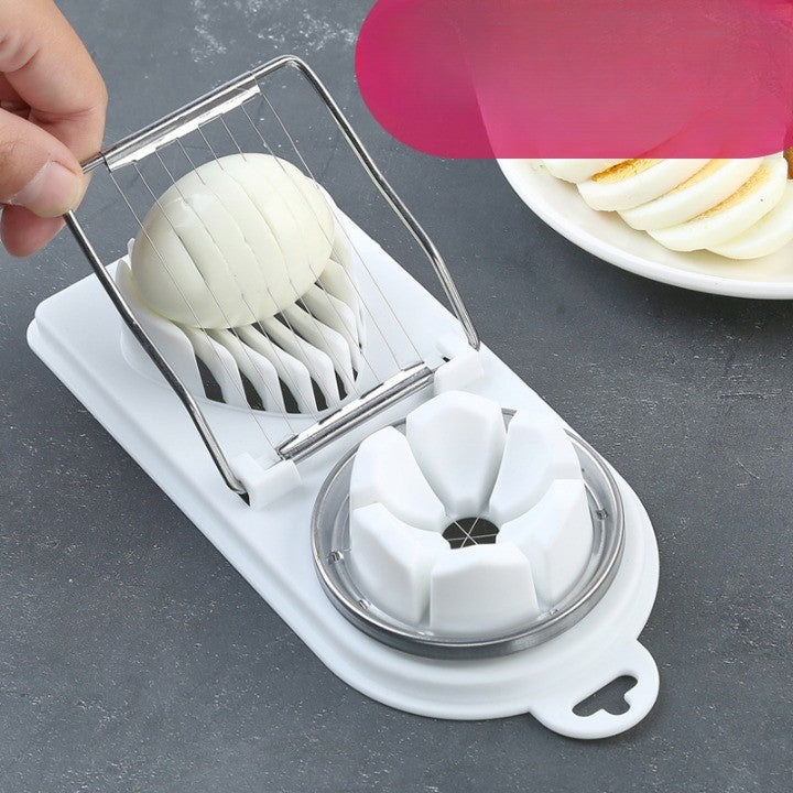 Feliator multifunctional pentru oua, mozzarela, fructe, 2 forme de feliere, agatatoare, 20 cm, Alb