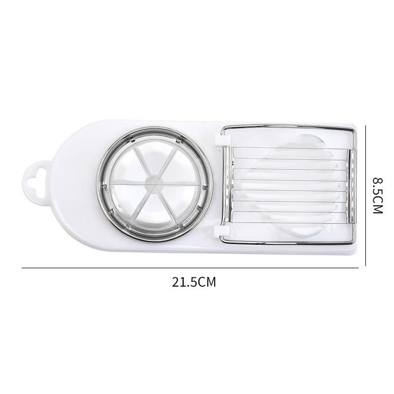 Feliator multifunctional pentru oua, mozzarela, fructe, 2 forme de feliere, agatatoare, 20 cm, Alb
