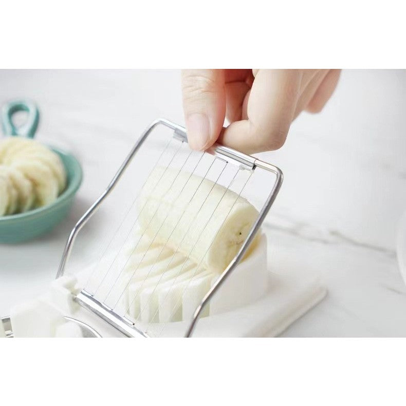 Feliator multifunctional pentru oua, mozzarela, fructe, 2 forme de feliere, agatatoare, 20 cm, Alb