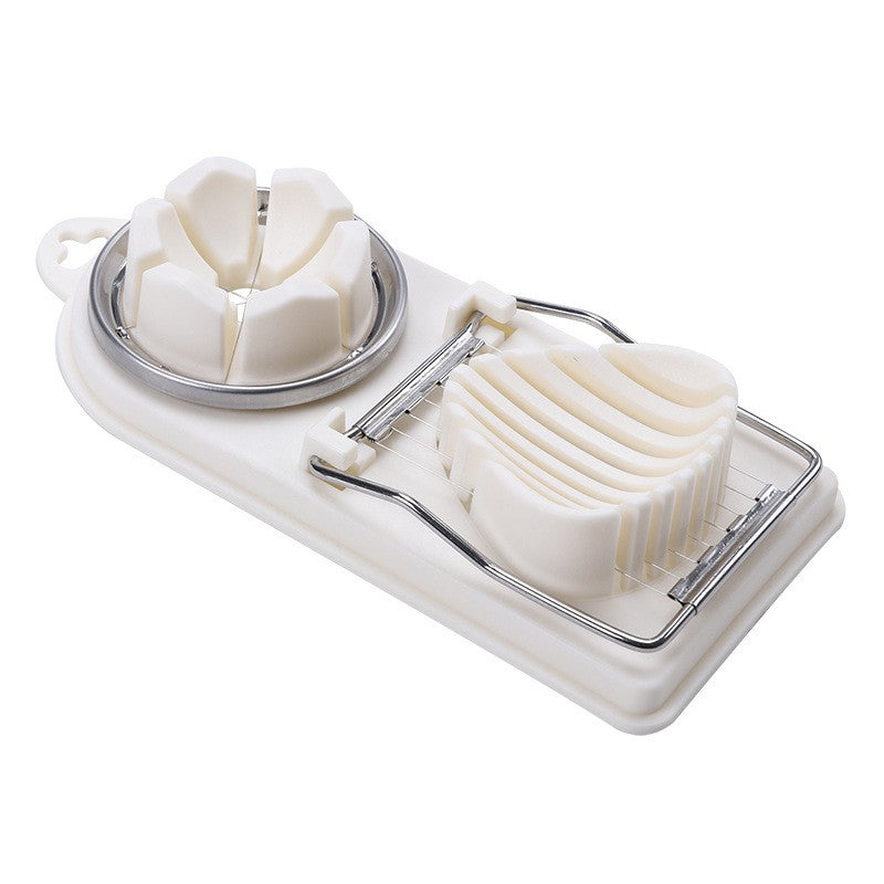 Feliator multifunctional pentru oua, mozzarela, fructe, 2 forme de feliere, agatatoare, 20 cm, Alb