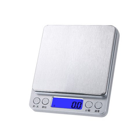 Mini Cantar Electronic, pentru Alimente/Bijuterii, max 3 Kg, 2 x AA, 12.7 x 10.6 x 1.9 cm, Gri
