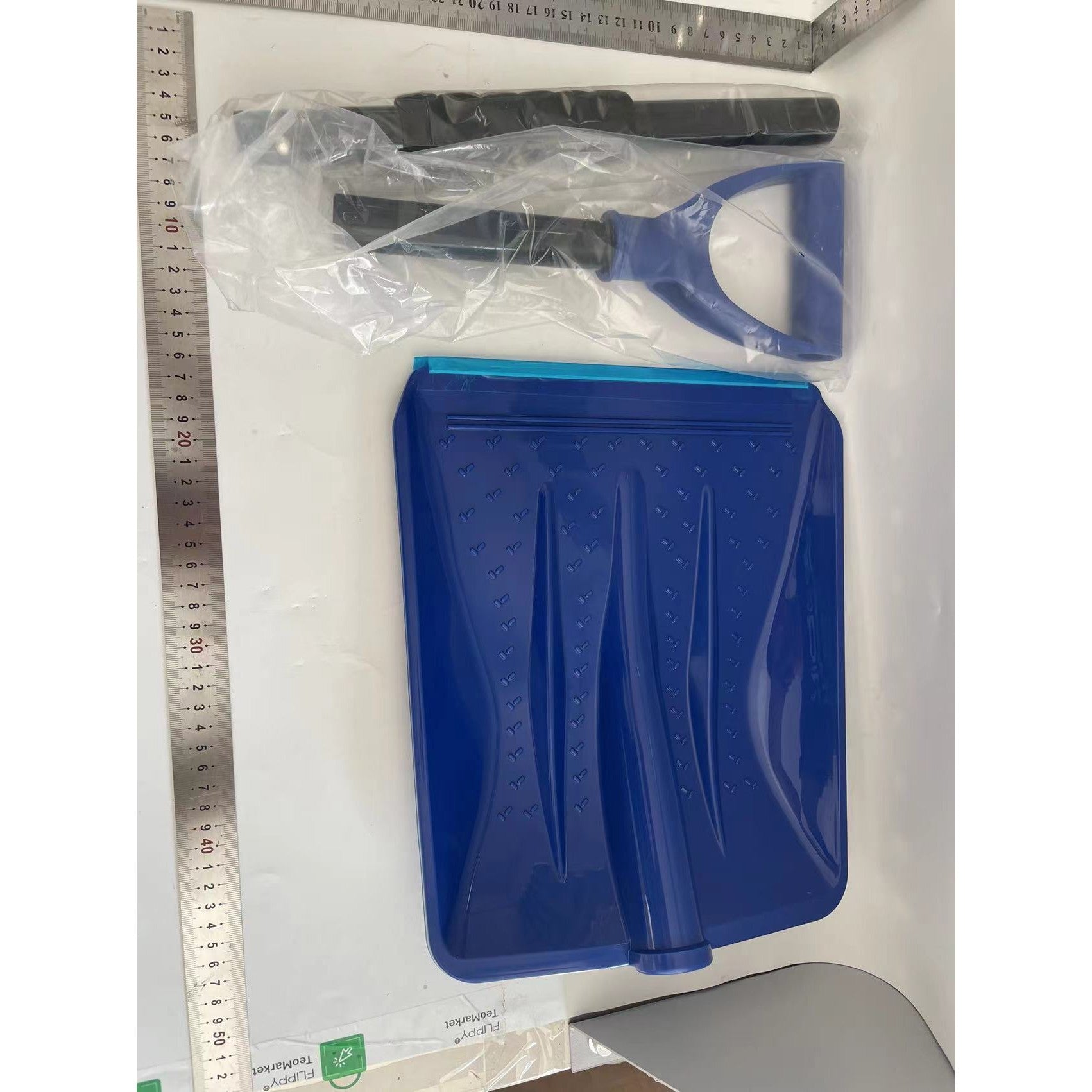Lopata de Zapada, Flippy, Multifunctionala, Demontabila, cu Maner Antiderapant, Aluminiu, Plastic, Solutia pentru Iarna, pentru Deszapezire, 80x11x25.7 cm, Albastra
