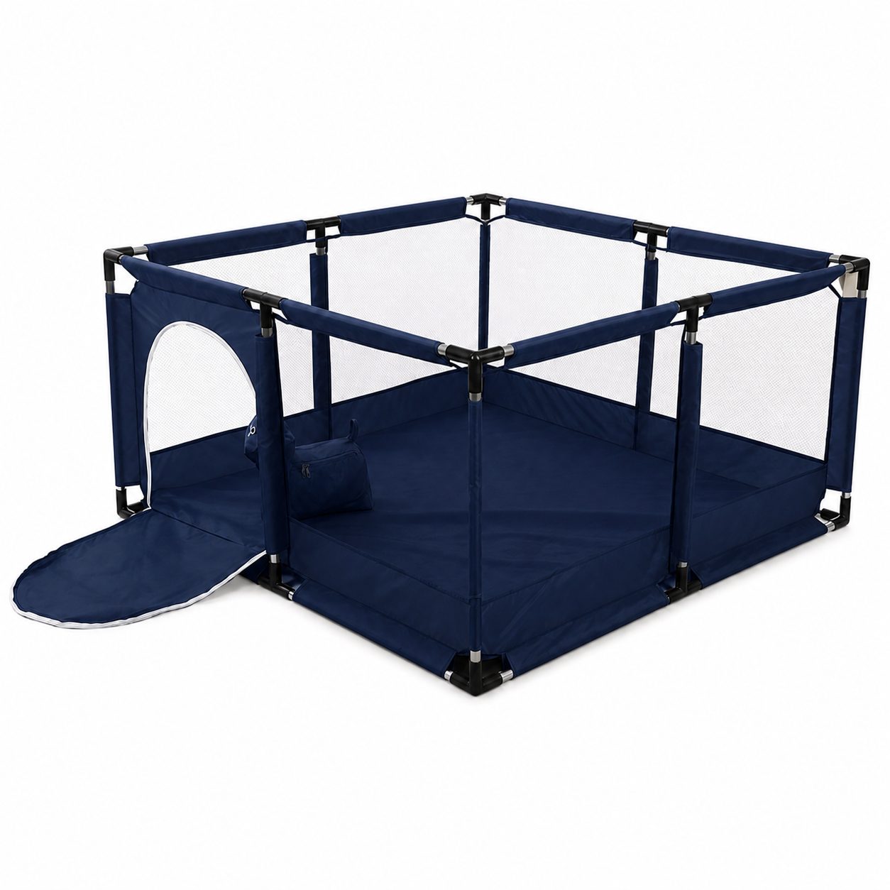 Tarc de Joaca pentru Copii DNT-106, Model Spatiu Fotbal, 126 x 126 x 65 cm, Structura de Protectie pentru Interior, ABS si Poliester rezistent, Albastru marin