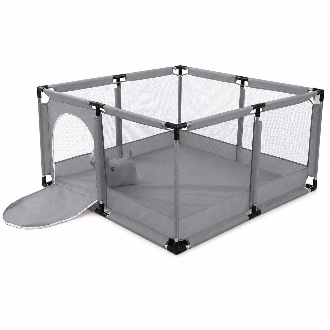 Tarc de Joaca pentru Copii DNT-106, Model Spatiu Fotbal, 126 x 126 x 65 cm, Structura de Protectie pentru Interior, ABS si Poliester rezistent, Gri