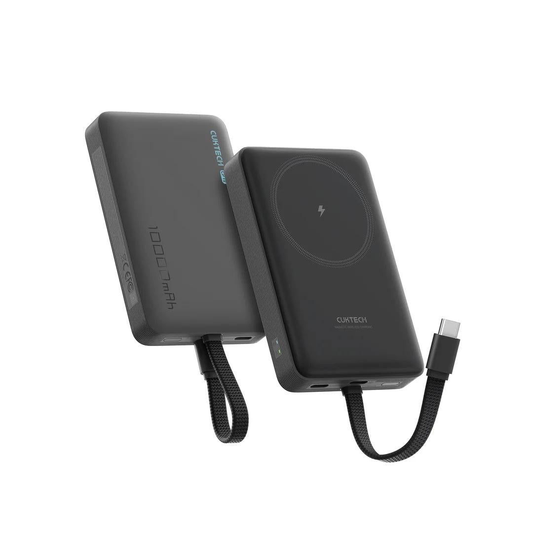 POWER BANK Cuktech Magnetic, 10000mAh, 20W, cablu integrat USB Type-C, gri "CKWPB100LGLBK"