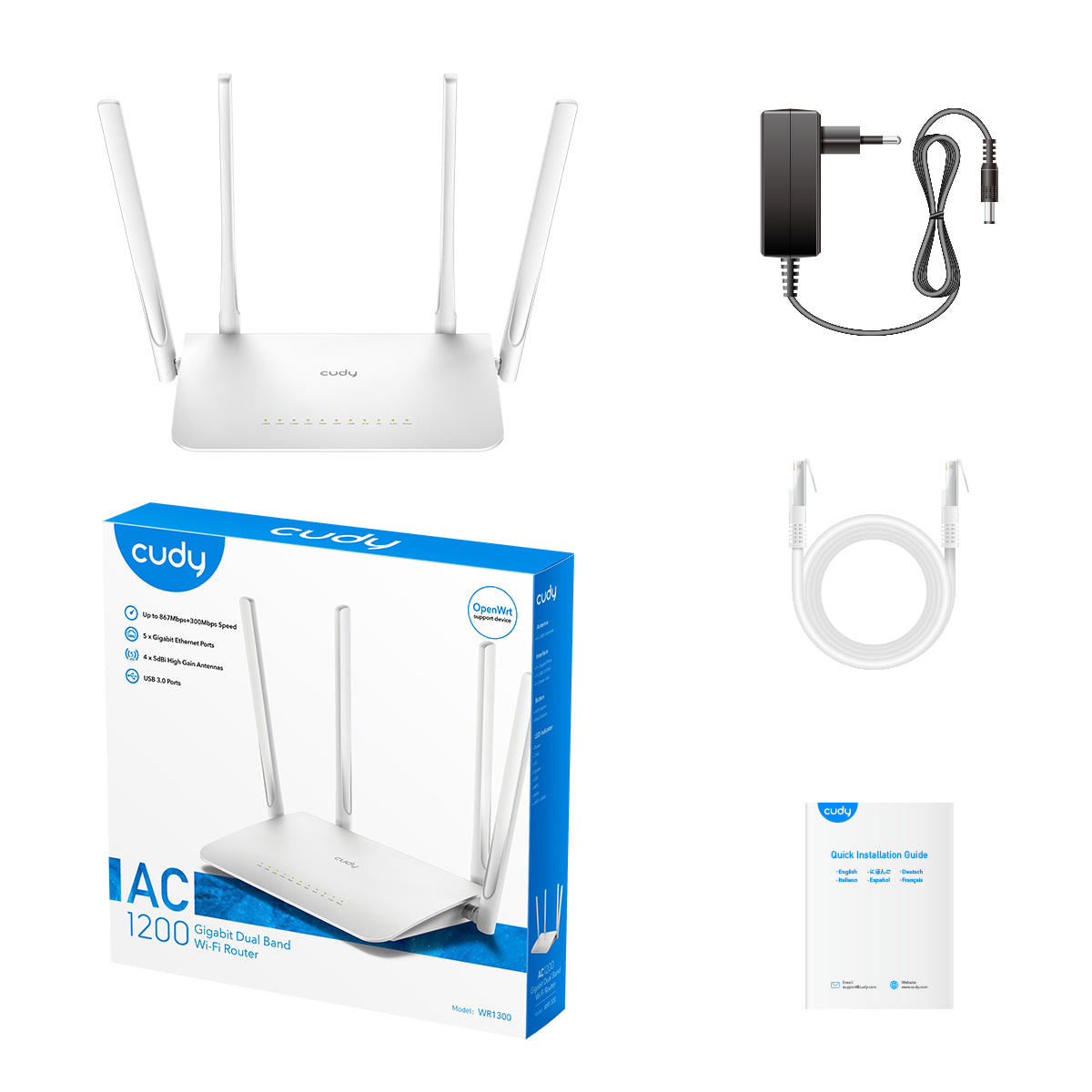 CUDY AC1200 Gigabit Wi-Fi Mesh Router "WR1300"