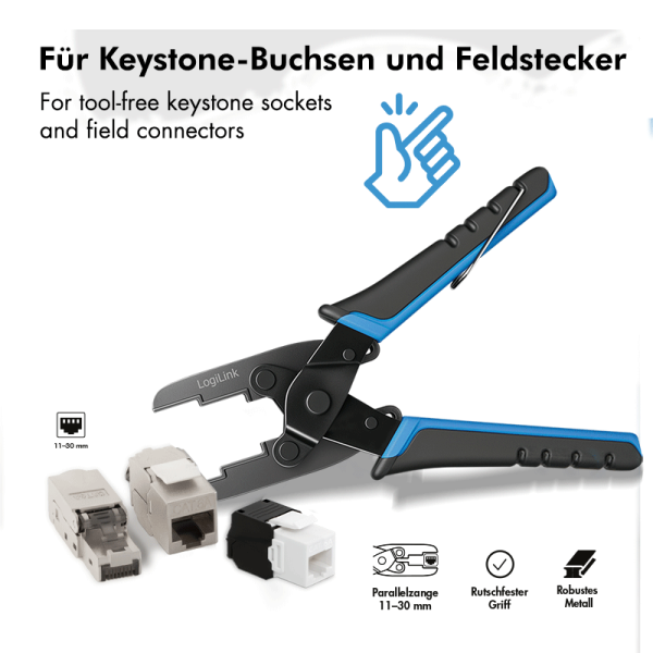 CLESTE sertizare mufe, Logilink, functii: sertizare mufe + inchidere mufe, RJ45 Keystone. 