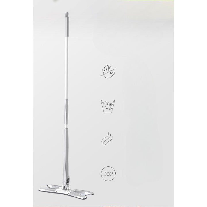 Set Mop Plat + Galeata, cu Sistem de Stoargere, Lungime Telescopica 140 cm, Argintiu/Galben