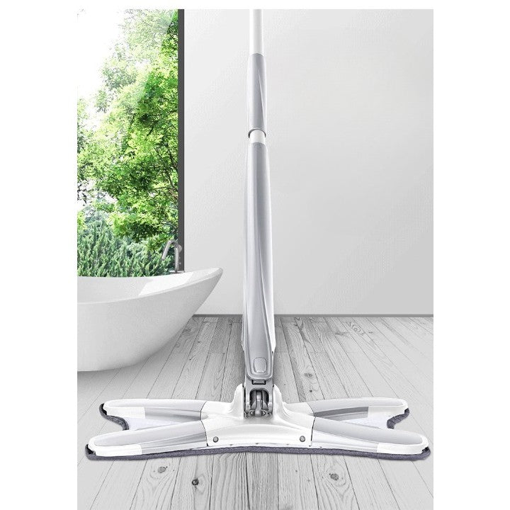 Set Mop Plat + Galeata, cu Sistem de Stoargere, Lungime Telescopica 140 cm, Argintiu/Galben