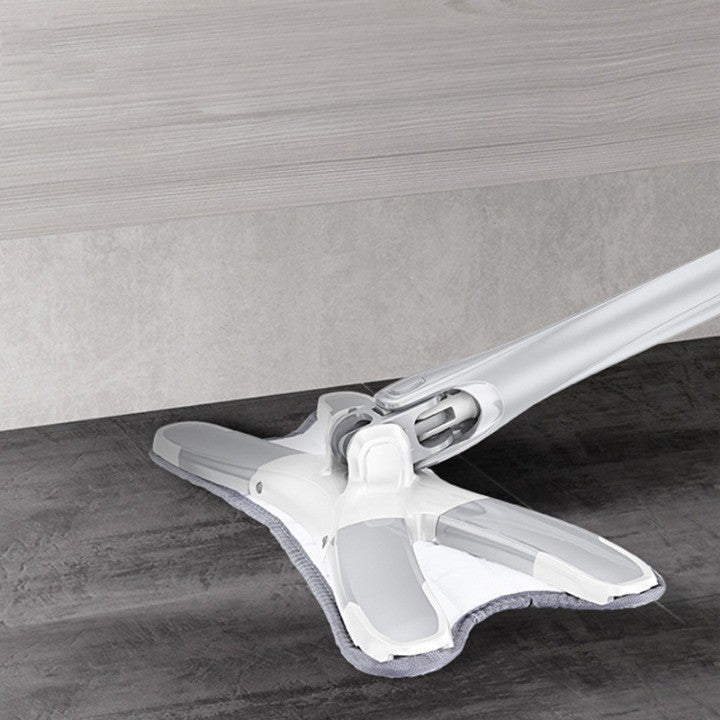 Set Mop Plat + Galeata, cu Sistem de Stoargere, Lungime Telescopica 140 cm, Argintiu/Galben