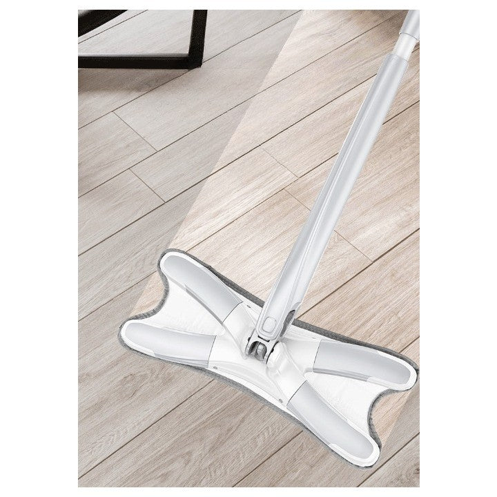 Mop Plat, cu Sistem de Stoarcere, 4 Lavete Incluse, Lungime Telescopica 140 cm, Argintiu