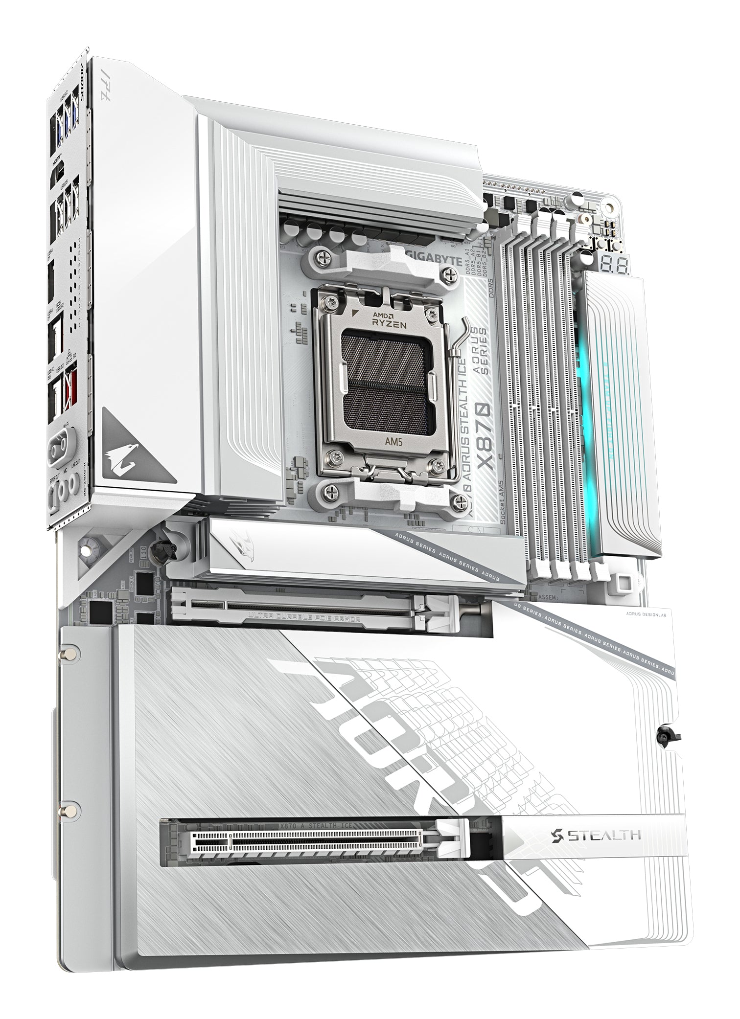 Placa de baza GIGABYTE X870 AORUS STEALTH ICE, AM5, DDR5, BT, Wi-Fi, ATX, Alb "X870 A STEALTH ICE"
