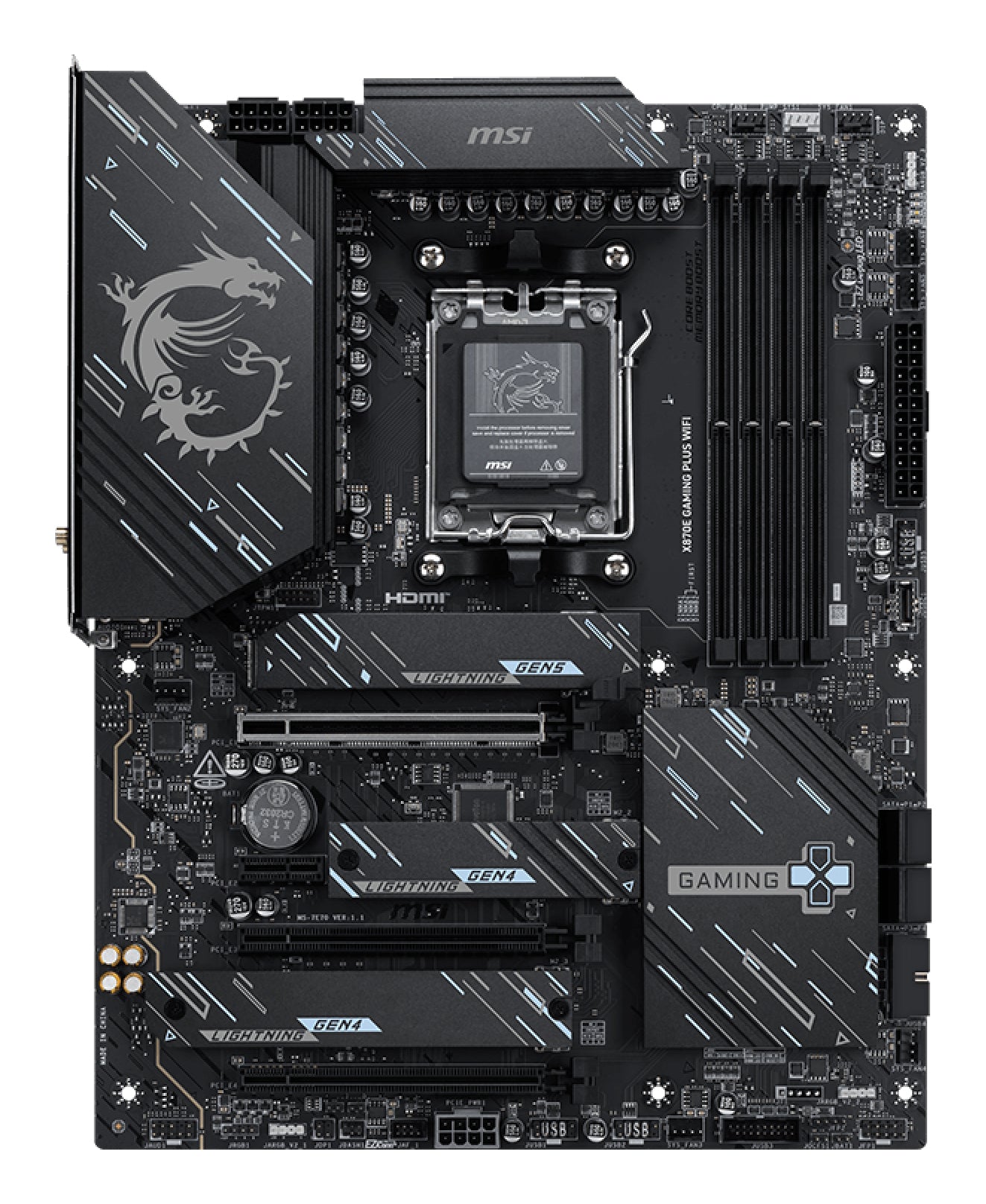 Placa de baza MSI X870E GAMING PLUS WIFI, AM5, ATX, BT, Negru 911-7E70-001 "X870E GAMING PLUS WIFI"