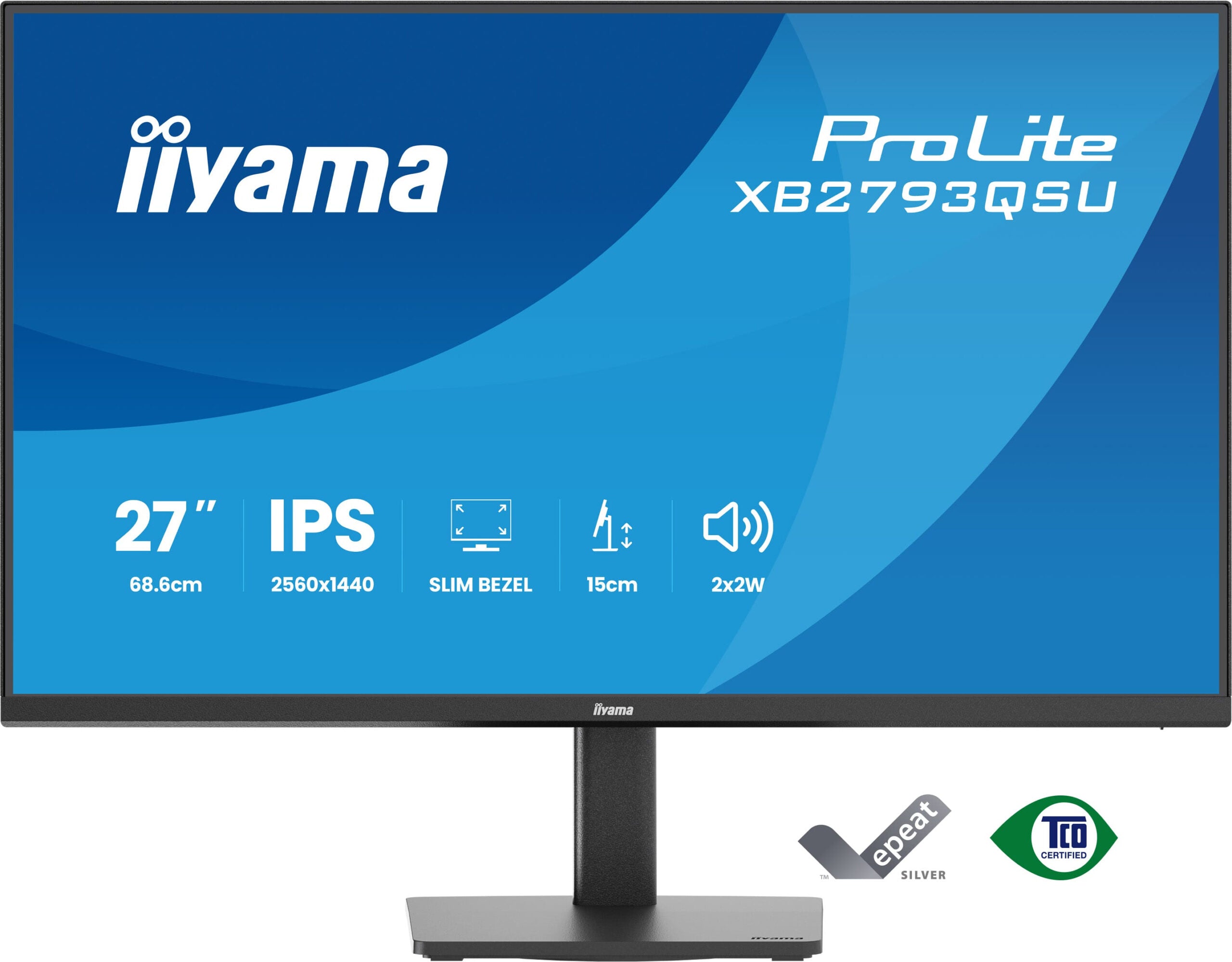 IIYAMA Monitor LED XB2793QSU-B1 27" 2560 x 1440 75Hz IPS 350cd 1ms HDMI DP USB HUB height, swivel, tilt, pivot Pro "XB2793QSU-B1"