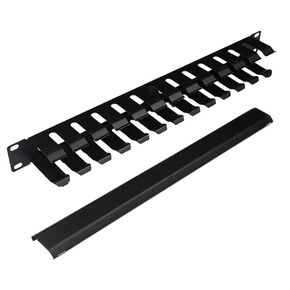 Organizator de cabluri cu degete si capac, orizontal, 1U, Xcab "Xcab-1701"