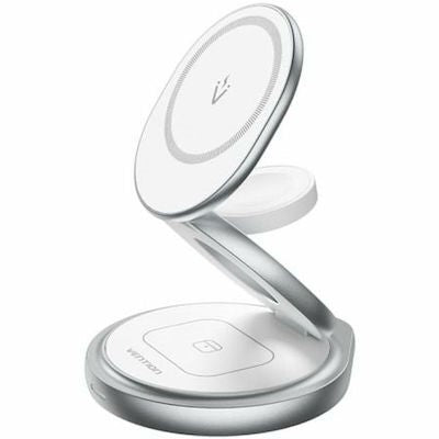 Statie incarcare wireless 3in1 Vention, MagSafe, telefon 15W, ceas 2.5W, casti 3W, fast charge, pliabil, magnetic, 1 x USB-C incarcare, argintiu, "FGEI0" - 6922794783812