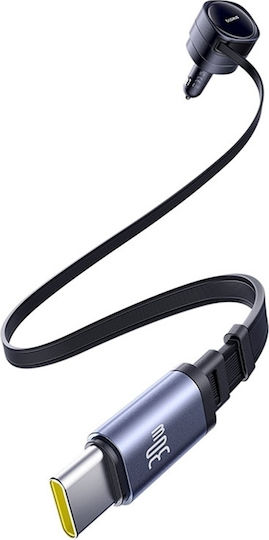INCARCATOR auto Baseus Enjoyment Max, Quick Charge 60W, cablu retractabil integrat 2 x USB Type-C, negru "C00035507121-01" - 6932172682576