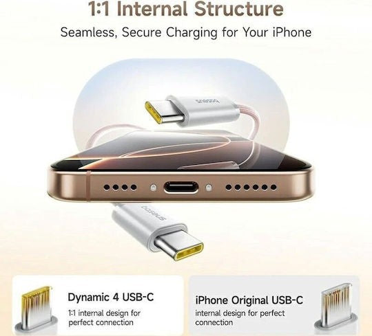 CABLU alimentare si date Baseus Dynamic 4 Pro, Fast Charging Data Cable pt. smartphone, USB Type-C la USB Type-C 100W, 1m, braided, roz "P10385200411-00" - 6932172691394