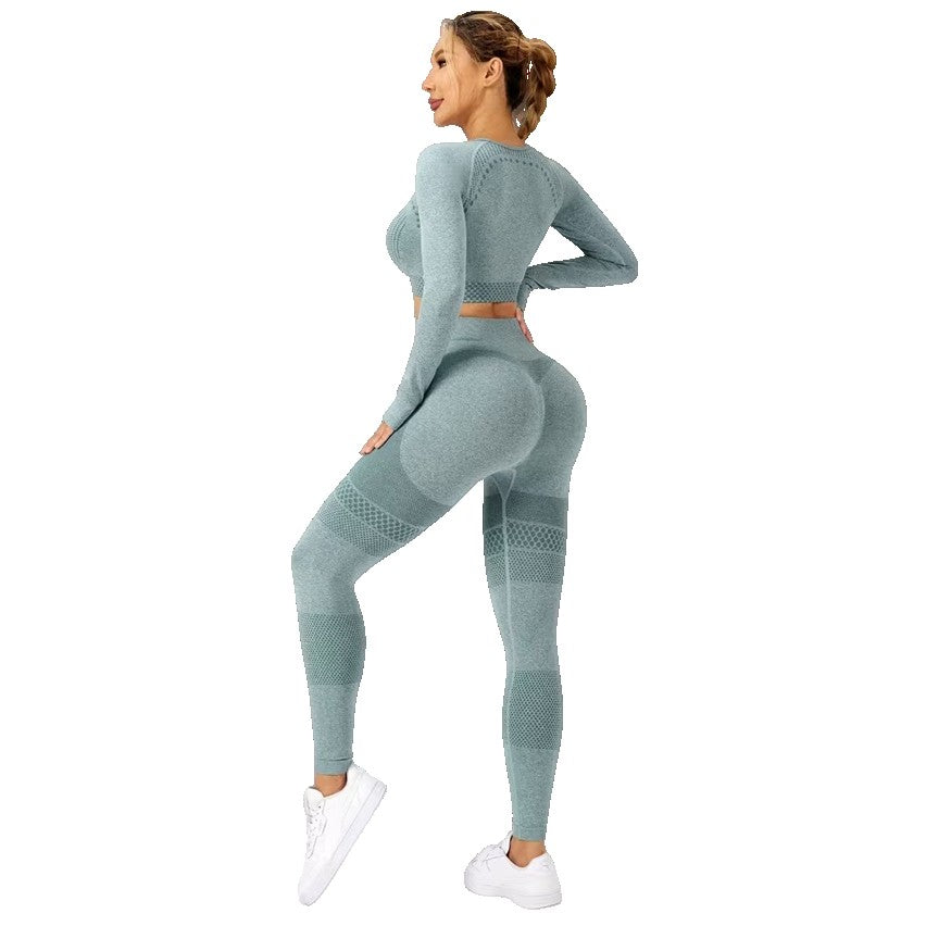 Costum Sport de Dama, Flippy, pentru Yoga, Talie Inalta, Top Scurt, Elastic, Verde Menta, Marime S