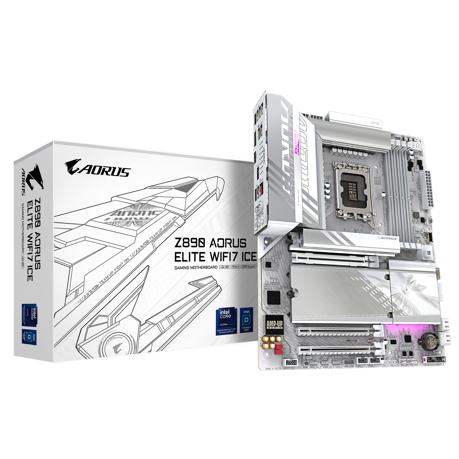 Placa de baza GIGABYTE Z890 AORUS ELITE WIFI7 ICE, LGA1851, DDR5, BT, Wi-Fi, ATX, Alb "Z890 A ELITE WF7 ICE"