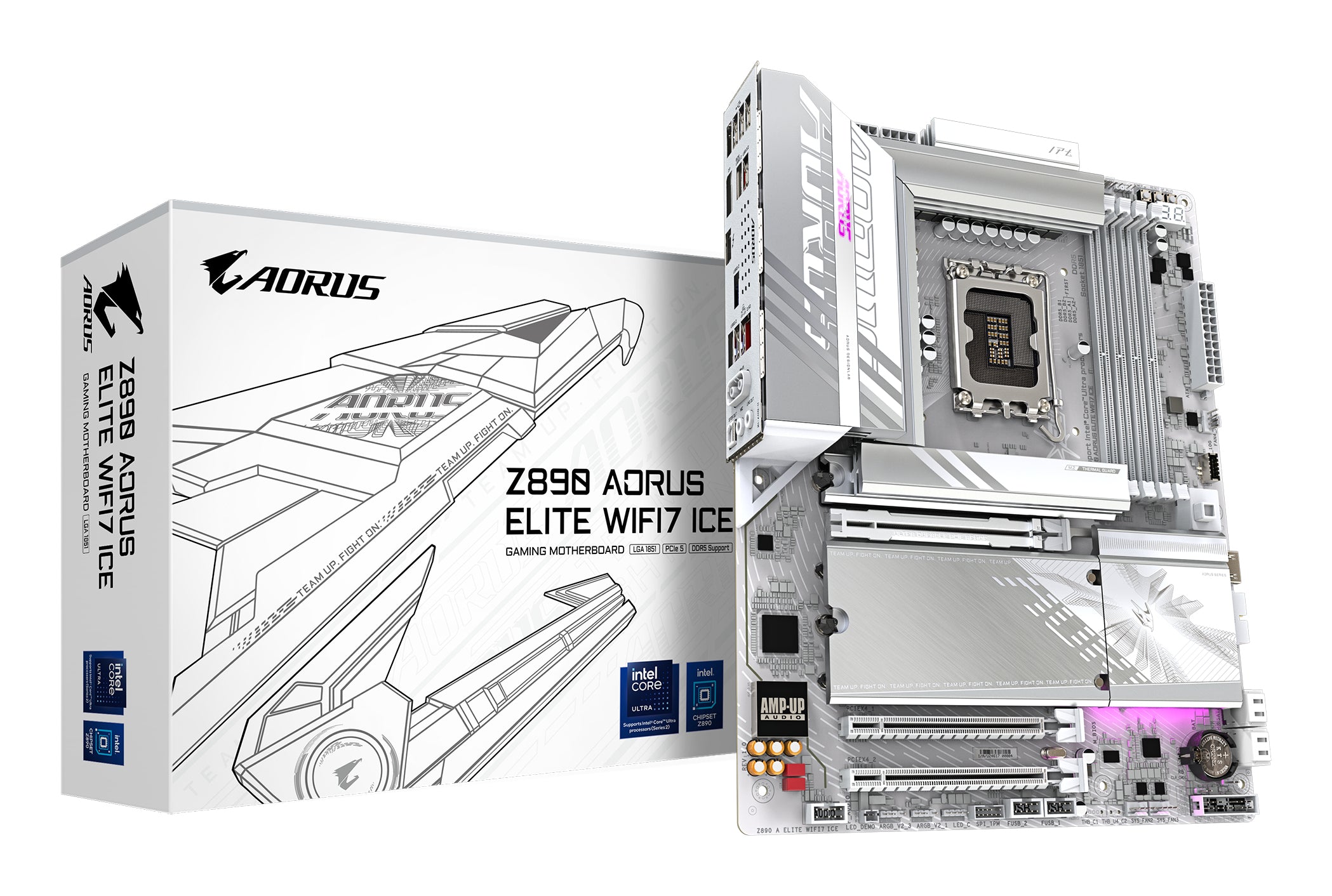 Placa de baza GIGABYTE Z890 Aorus Elite WF7 ICE Mainboard, Sockel LGA 1851, Intel Z890, ATX, DDR5 "Z890 AORUS ELITE WIFI7 ICE"