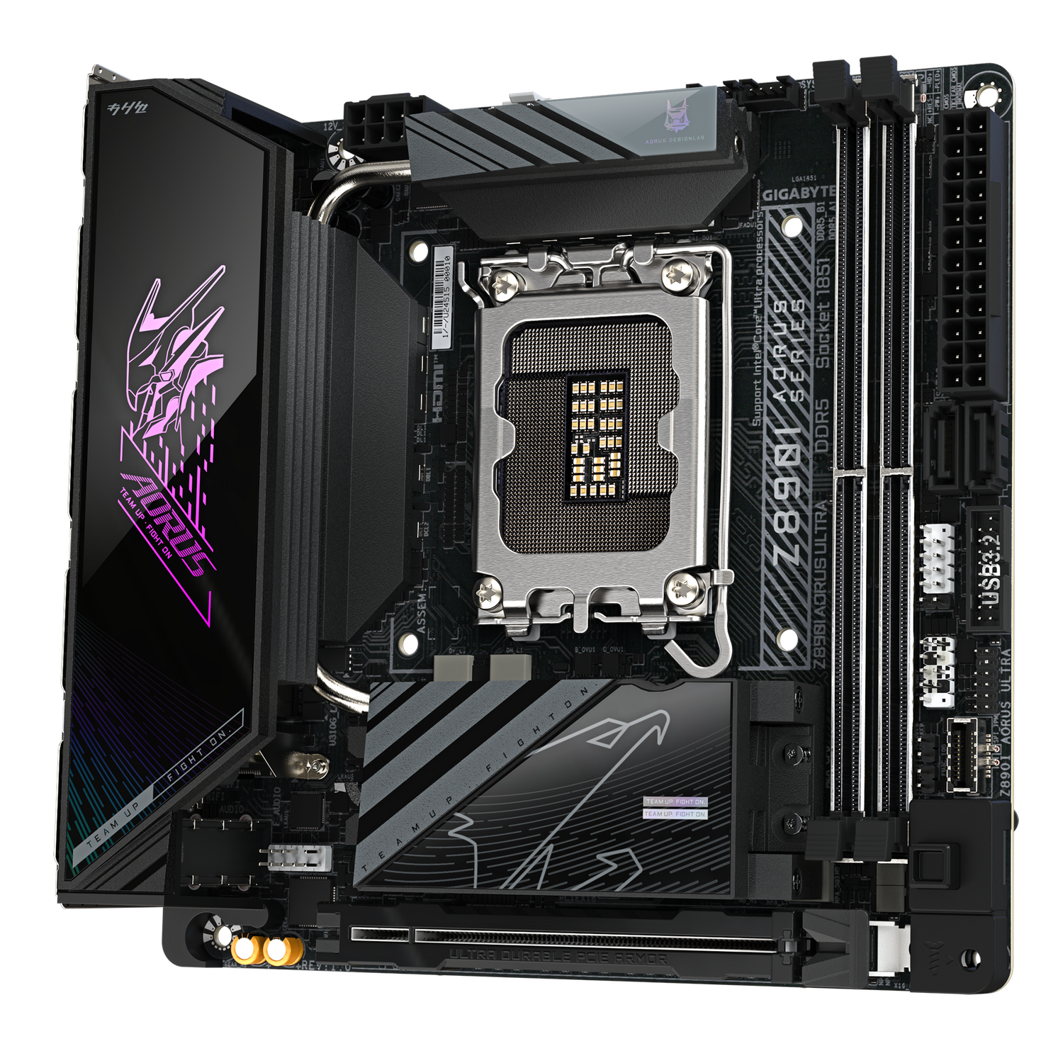 Placa de baza GIGABYTE Z890I AORUS ULTRA, LGA1851, DDR5, BT, Wi-Fi, Mini-ITX, Negru "Z890I AORUS ULTRA"
