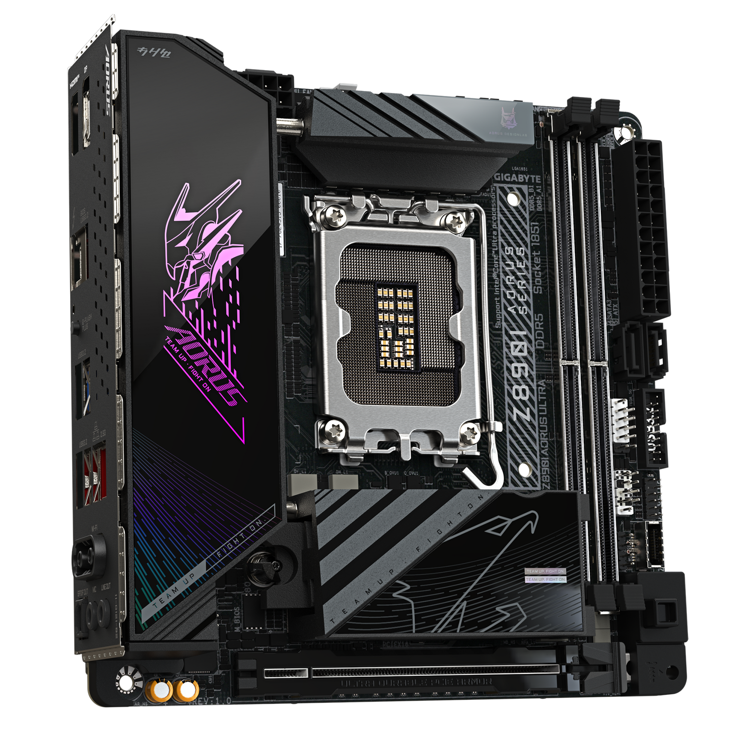 Placa de baza GIGABYTE Z890I AORUS ULTRA, LGA1851, DDR5, BT, Wi-Fi, Mini-ITX, Negru "Z890I AORUS ULTRA"