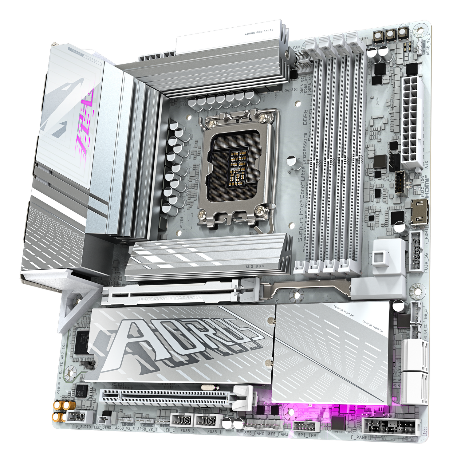 Placa de baza GIGABYTE Z890M AORUS ELITE WIFI7 ICE, LGA1851, DDR5, BT, Wi-Fi, Micro ATX, Alb "Z890M A ELITE WF7 ICE"