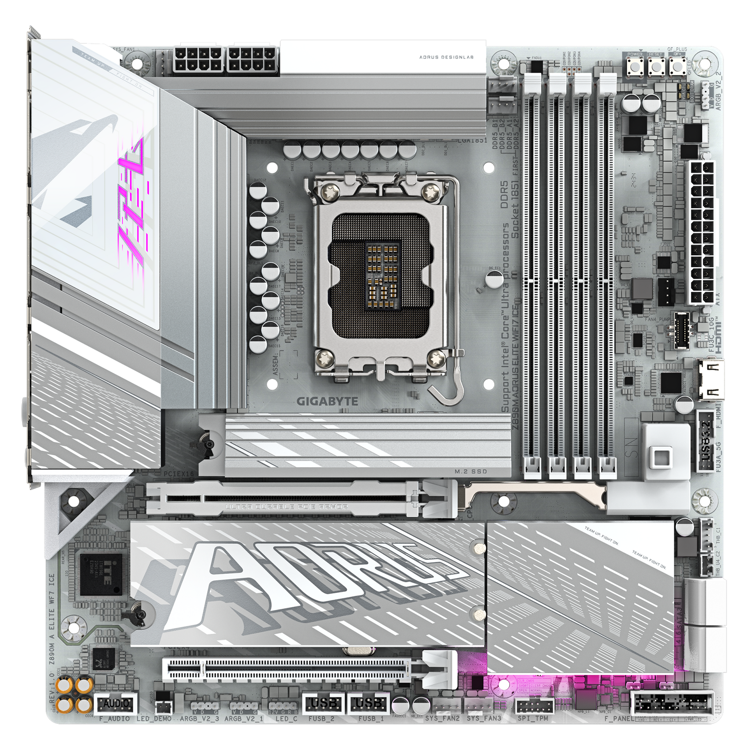 Placa de baza GIGABYTE Z890M AORUS ELITE WIFI7 ICE, LGA1851, DDR5, BT, Wi-Fi, Micro ATX, Alb "Z890M A ELITE WF7 ICE"